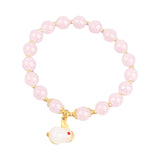 Maxbell Elegant Beaded Bracelet Wristband Charms 8mm for Party Anniversary Festival Pink