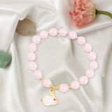 Maxbell Elegant Beaded Bracelet Wristband Charms 8mm for Party Anniversary Festival Pink
