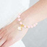 Maxbell Elegant Beaded Bracelet Wristband Charms 8mm for Party Anniversary Festival Pink