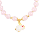 Maxbell Elegant Beaded Bracelet Wristband Charms 8mm for Party Anniversary Festival Pink