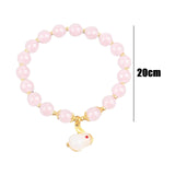 Maxbell Elegant Beaded Bracelet Wristband Charms 8mm for Party Anniversary Festival Pink