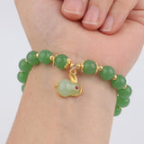Maxbell Elegant Beaded Bracelet Wristband Charms 8mm for Party Anniversary Festival Green