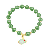 Maxbell Elegant Beaded Bracelet Wristband Charms 8mm for Party Anniversary Festival Green