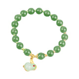 Maxbell Elegant Beaded Bracelet Wristband Charms 8mm for Party Anniversary Festival Green