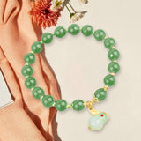 Maxbell Elegant Beaded Bracelet Wristband Charms 8mm for Party Anniversary Festival Green