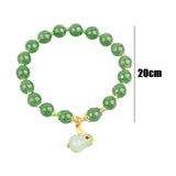 Maxbell Elegant Beaded Bracelet Wristband Charms 8mm for Party Anniversary Festival Green