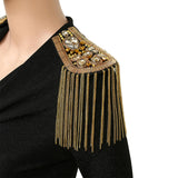 Maxbell Tassel Link Chain Epaulet Rhinestones Fashion Vintage for Proms Banquets