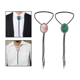 Maxbell Bolo Tie Necktie Necklace PU Leather Rodeo for Party Birthday Men Women Pink