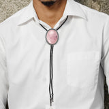 Maxbell Bolo Tie Necktie Necklace PU Leather Rodeo for Party Birthday Men Women Pink