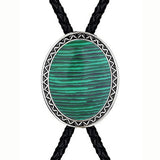 Maxbell Bolo Tie Necktie Necklace PU Leather Rodeo for Party Birthday Men Women Green