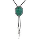 Maxbell Bolo Tie Necktie Necklace PU Leather Rodeo for Party Birthday Men Women Green