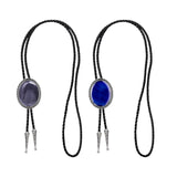 Maxbell Oval Bolo Tie Necktie Rodeo Adjustable Alloy American for Party Birthday Men Blue