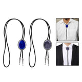 Maxbell Oval Bolo Tie Necktie Rodeo Adjustable Alloy American for Party Birthday Men Blue