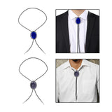 Maxbell Oval Bolo Tie Necktie Rodeo Adjustable Alloy American for Party Birthday Men Blue