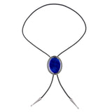 Maxbell Oval Bolo Tie Necktie Rodeo Adjustable Alloy American for Party Birthday Men Blue