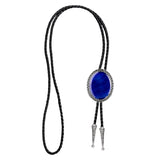 Maxbell Oval Bolo Tie Necktie Rodeo Adjustable Alloy American for Party Birthday Men Blue