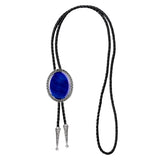 Maxbell Oval Bolo Tie Necktie Rodeo Adjustable Alloy American for Party Birthday Men Blue