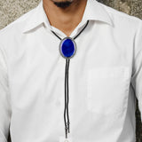 Maxbell Oval Bolo Tie Necktie Rodeo Adjustable Alloy American for Party Birthday Men Blue