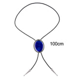 Maxbell Oval Bolo Tie Necktie Rodeo Adjustable Alloy American for Party Birthday Men Blue