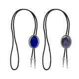 Maxbell Oval Bolo Tie Necktie Rodeo Adjustable Alloy American for Party Birthday Men Blue