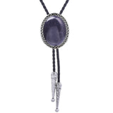 Maxbell Oval Bolo Tie Necktie Rodeo Adjustable Alloy American for Party Birthday Men Purple
