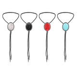 Maxbell Unique Stone Bolo Tie Necktie Oval Adjustable for Party Accessories Gifts White