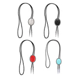 Maxbell Unique Stone Bolo Tie Necktie Oval Adjustable for Party Accessories Gifts White