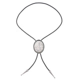 Maxbell Unique Stone Bolo Tie Necktie Oval Adjustable for Party Accessories Gifts White
