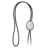 Maxbell Unique Stone Bolo Tie Necktie Oval Adjustable for Party Accessories Gifts White