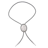Maxbell Unique Stone Bolo Tie Necktie Oval Adjustable for Party Accessories Gifts White