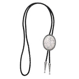Maxbell Unique Stone Bolo Tie Necktie Oval Adjustable for Party Accessories Gifts White