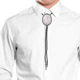 Maxbell Unique Stone Bolo Tie Necktie Oval Adjustable for Party Accessories Gifts White