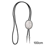 Maxbell Unique Stone Bolo Tie Necktie Oval Adjustable for Party Accessories Gifts White