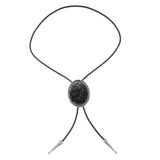 Maxbell Unique Stone Bolo Tie Necktie Oval Adjustable for Party Accessories Gifts Black