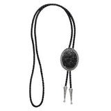 Maxbell Unique Stone Bolo Tie Necktie Oval Adjustable for Party Accessories Gifts Black