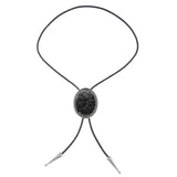 Maxbell Unique Stone Bolo Tie Necktie Oval Adjustable for Party Accessories Gifts Black