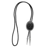 Maxbell Unique Stone Bolo Tie Necktie Oval Adjustable for Party Accessories Gifts Black