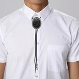 Maxbell Unique Stone Bolo Tie Necktie Oval Adjustable for Party Accessories Gifts Black