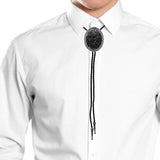 Maxbell Unique Stone Bolo Tie Necktie Oval Adjustable for Party Accessories Gifts Black