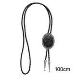 Maxbell Unique Stone Bolo Tie Necktie Oval Adjustable for Party Accessories Gifts Black