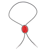 Maxbell Unique Stone Bolo Tie Necktie Oval Adjustable for Party Accessories Gifts  Red