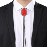 Maxbell Unique Stone Bolo Tie Necktie Oval Adjustable for Party Accessories Gifts  Red