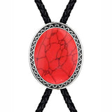 Maxbell Unique Stone Bolo Tie Necktie Oval Adjustable for Party Accessories Gifts  Red