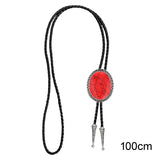 Maxbell Unique Stone Bolo Tie Necktie Oval Adjustable for Party Accessories Gifts  Red