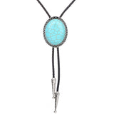 Maxbell Unique Stone Bolo Tie Necktie Oval Adjustable for Party Accessories Gifts Blue