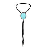 Maxbell Unique Stone Bolo Tie Necktie Oval Adjustable for Party Accessories Gifts Blue