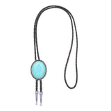 Maxbell Unique Stone Bolo Tie Necktie Oval Adjustable for Party Accessories Gifts Blue
