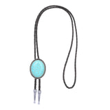 Maxbell Unique Stone Bolo Tie Necktie Oval Adjustable for Party Accessories Gifts Blue
