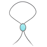 Maxbell Unique Stone Bolo Tie Necktie Oval Adjustable for Party Accessories Gifts Blue