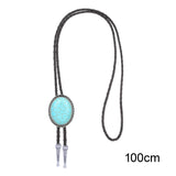 Maxbell Unique Stone Bolo Tie Necktie Oval Adjustable for Party Accessories Gifts Blue